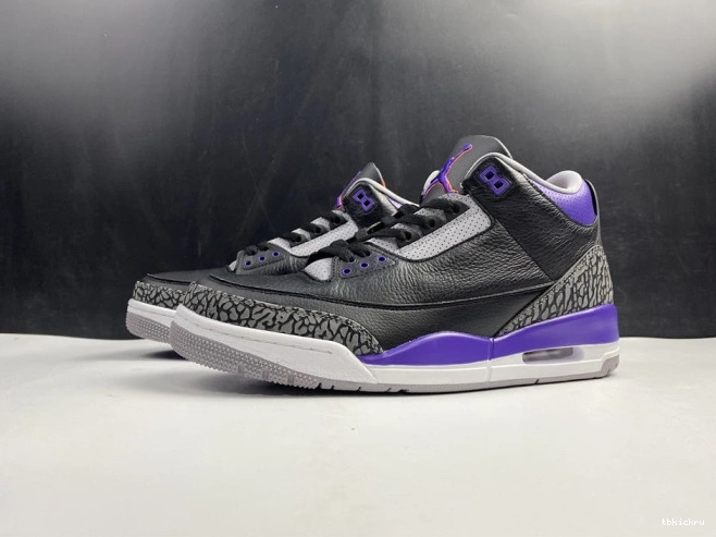Rep TBK Black Court Air 050 Jordan Purple 3 CT8532 Retro 0709